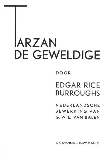 Tarzan de Geweldige titelblad