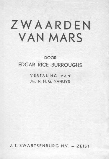 Titelblad De Zwaarden van
            Mars