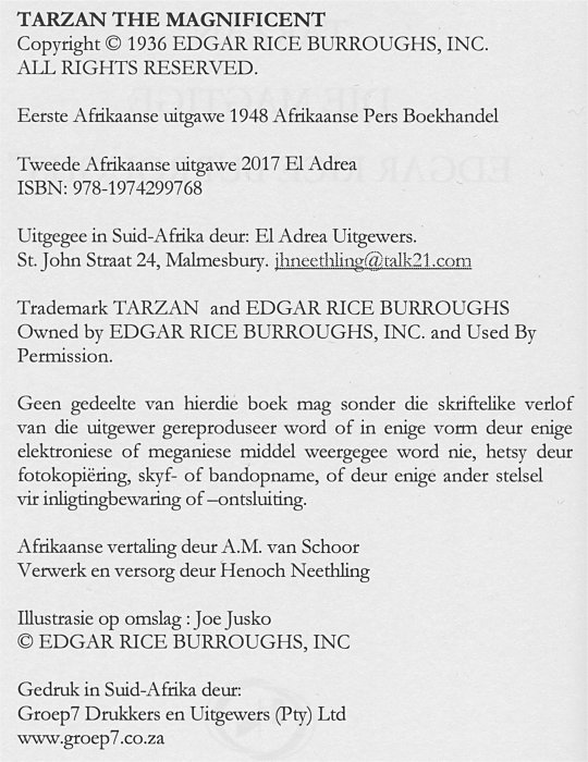 Tarzan die Magtige colofon