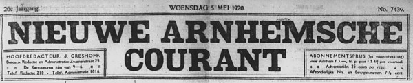 Nieuwe Arnhemsche Courant 5
mei 1920